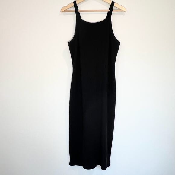 Gap Halter Midi Dress Black Ribbed Women's L NWOT - Picture 2 of 11